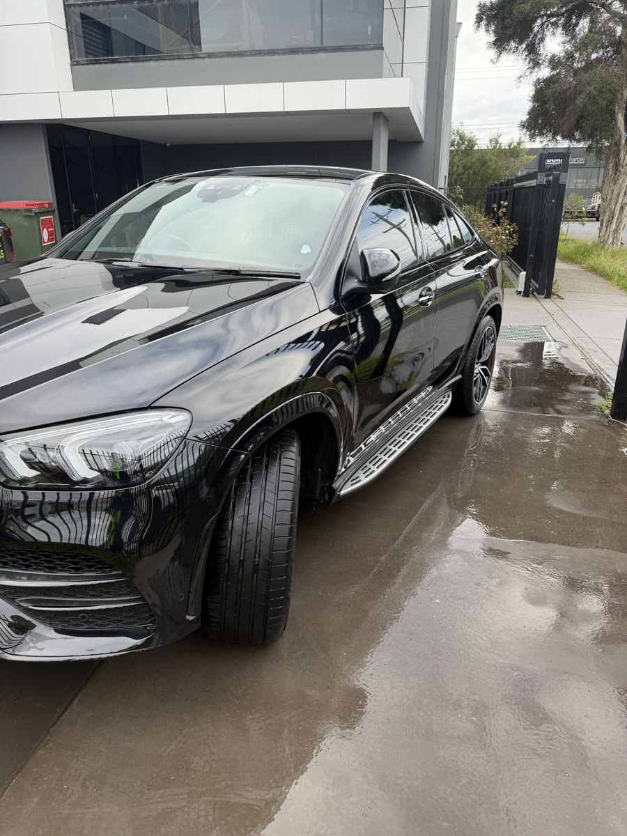 Freshly hand-washed black Mercedes-AMG